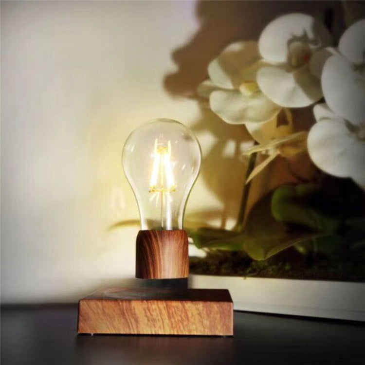 Retro Magnetic Floating Bulb Wood Color Substrate LED Home Decoration Lamp by buy2fix