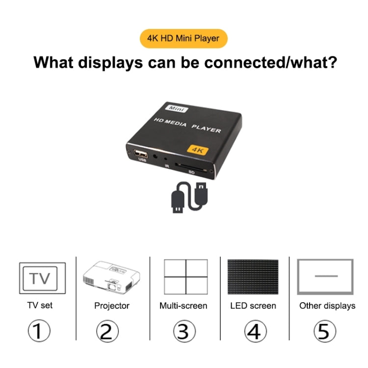JEDX 4K HD Player Single AD Machine Power on Automatic Loop Play Video PPT Horizontal And Vertical Screen U Disk SD Play UK - Multimedia Player by buy2fix | Online Shopping UK | buy2fix