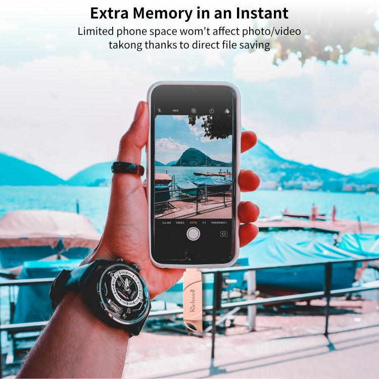 Richwell DXZ65 USB Flash Disk 32G 3 in 1 Micro USB + 8 Pin + USB 3.0 Compatible IPhone & IOS(Rose Gold) by Richwell