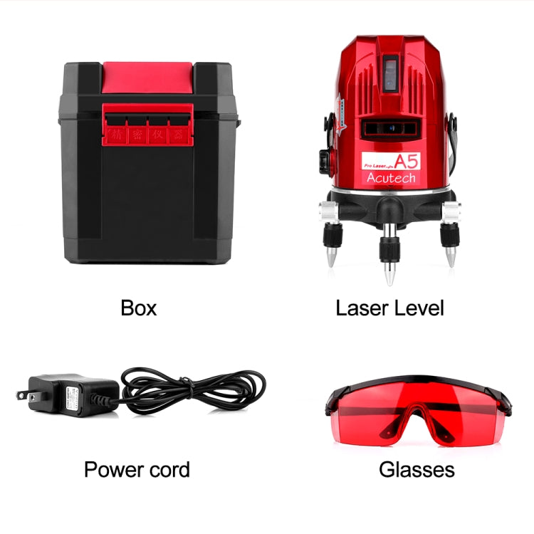A5 Laser Level 2~5 Line Red Beam Line 360 Degree Rotary Level Self-leveling Horizontal&Vertical Available Auto Line Laser Level by buy2fix
