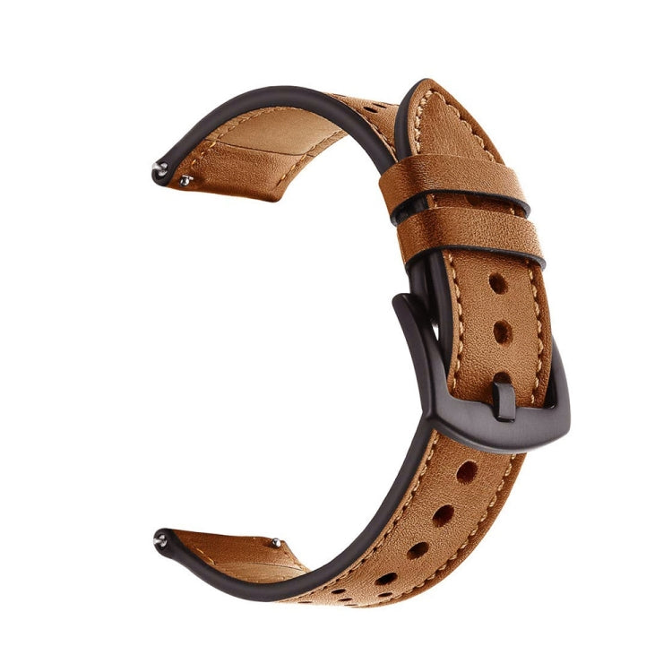 For Samsung Galaxy Watch Active 20mm Leather Eyelet Sport Watch Band(Brown) - Watch Bands by buy2fix | Online Shopping UK | buy2fix