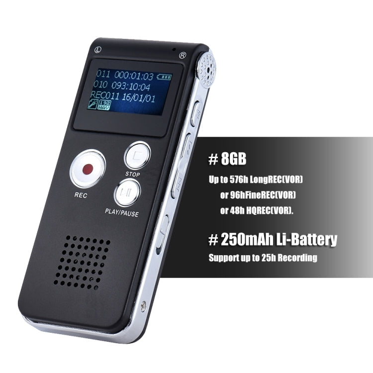 SK-012 8GB Voice Recorder USB Professional Dictaphone  Digital Audio With WAV MP3 Player VAR   Function Record(Black) - Other Style by buy2fix | Online Shopping UK | buy2fix