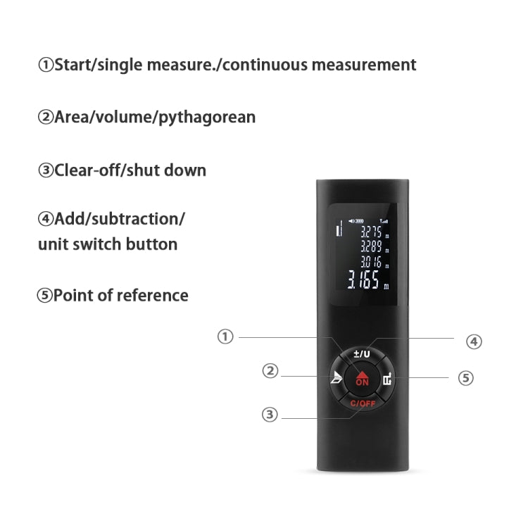 JQ-40 Mini Laser Distance Meter 40m Rechargeable Digital Handheld Laser Rangefinder Portable Laser Range Finder Build Measure - Laser Rangefinder by buy2fix | Online Shopping UK | buy2fix