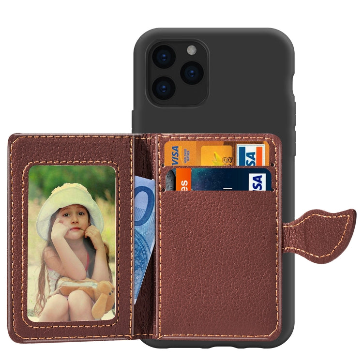 For iPhone 11 Pro Max Litchi Pattern Card Bag Wallet Bracket + TPU Phone Case with Card Slot Wallet Bracket Function(Black) - iPhone 11 Pro Max Cases by buy2fix | Online Shopping UK | buy2fix
