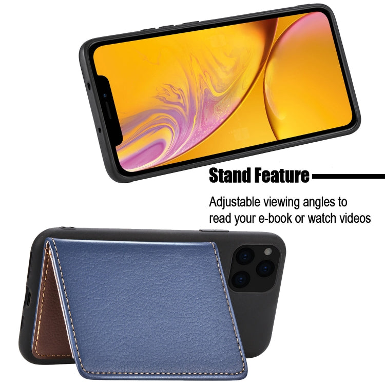 For iPhone 11 Pro Max Litchi Pattern Card Bag Wallet Bracket + TPU Phone Case with Card Slot Wallet Bracket Function(Black) - iPhone 11 Pro Max Cases by buy2fix | Online Shopping UK | buy2fix