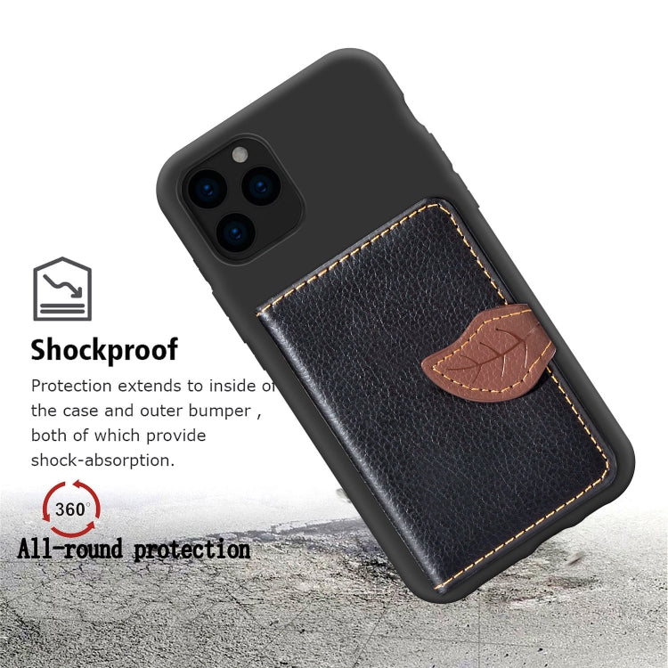 For iPhone 11 Pro Max Litchi Pattern Card Bag Wallet Bracket + TPU Phone Case with Card Slot Wallet Bracket Function(Black) - iPhone 11 Pro Max Cases by buy2fix | Online Shopping UK | buy2fix