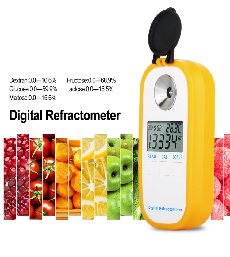 DR103 Digital Refractometer LCD Display Brxi Fruit Juice Sugar Meter Refractometer For Dextran Fructose Glucose Lactose Maltose - Digital Refractometer by buy2fix | Online Shopping UK | buy2fix