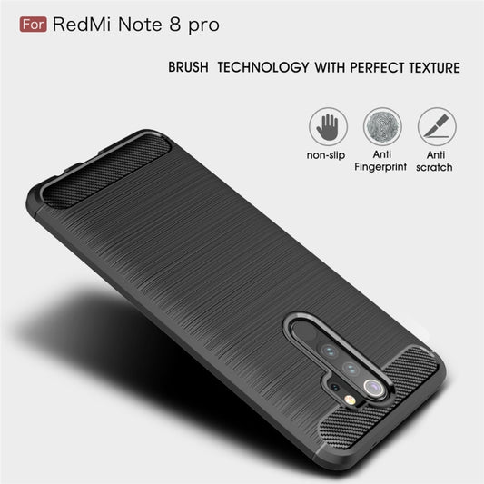 For Xiaomi Redmi Note 8 Pro Brushed Texture Carbon Fiber TPU Case(Black) by buy2fix