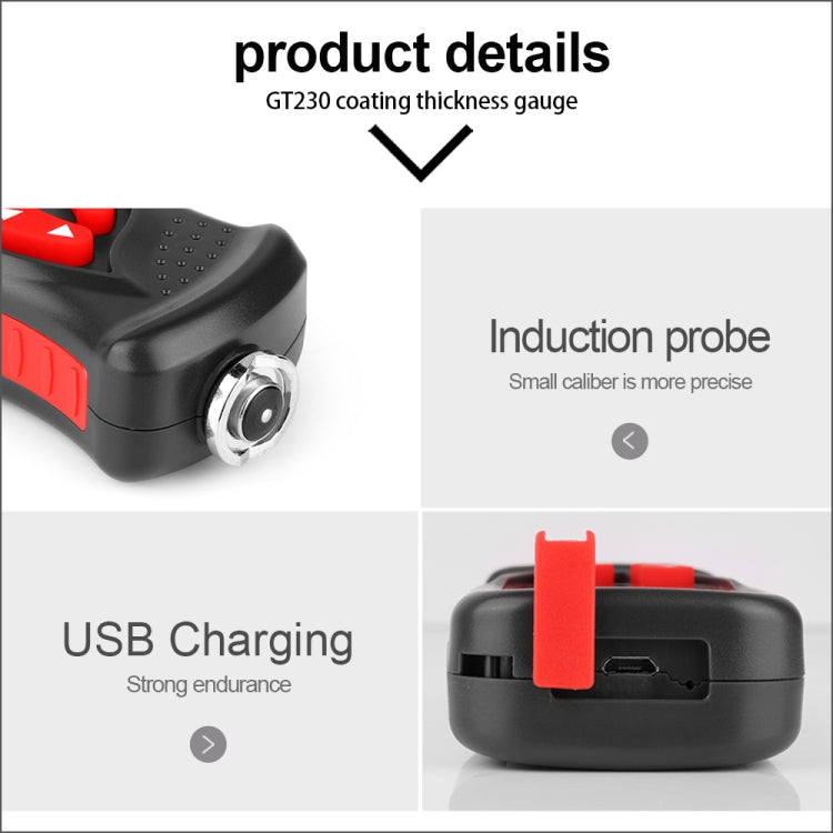 GT230 Thickness Gauges Paint Coating Thickness Gauge Car Film Digital Thickness Gauge Tester Rechargeable Thickness Gauge - Coating Thickness Gauge by buy2fix | Online Shopping UK | buy2fix