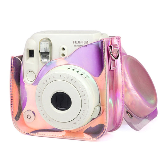 Richwell Translucent PVC Camera Bag for Fujifilm Instax Mini 8 8+ 9 Cover Case with Shoulder Strap Gradient Pink Shell by Richwell