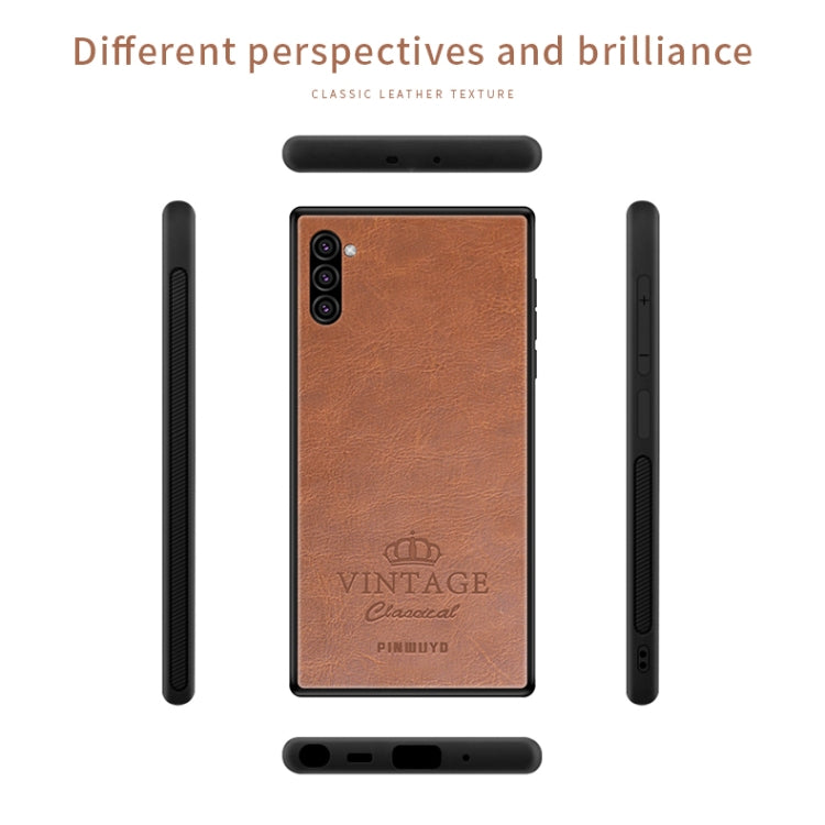 For Galaxy Note10 PINWUYO Pin Rui Series Classical Leather, PC + TPU + PU Leather Waterproof And Anti-fall All-inclusive Protective Shell(Brown) - Galaxy Phone Cases by PINWUYO | Online Shopping UK | buy2fix