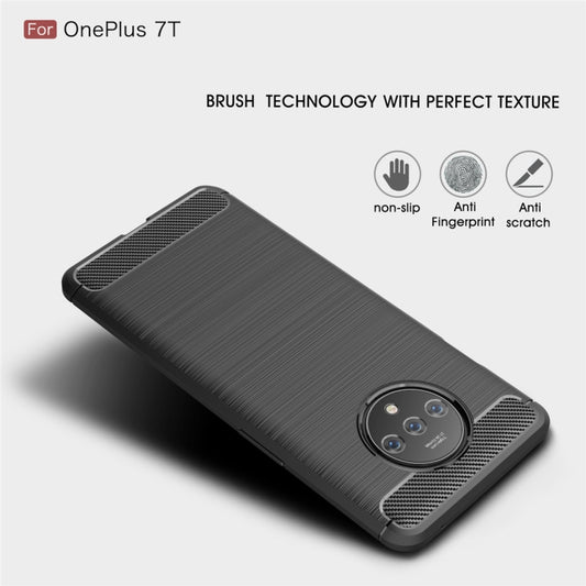 For Oneplus 7T Brushed Texture Carbon Fiber TPU Case(Black) by buy2fix