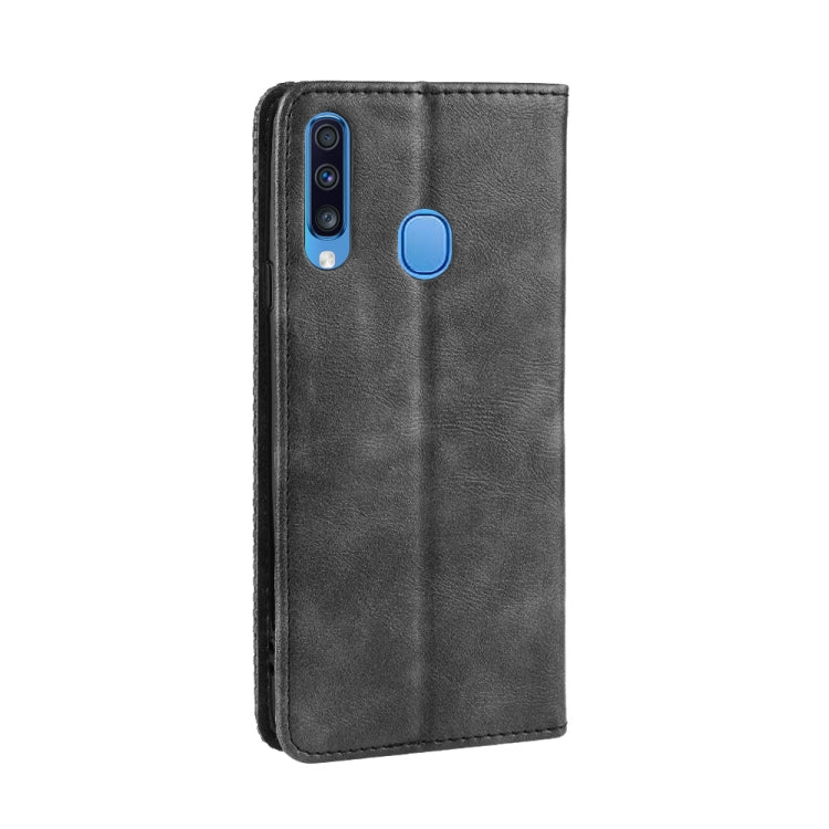 For Galaxy A20s Magnetic Buckle Retro Crazy Horse Texture Horizontal Flip Leather Case , with Holder & Card Slots & Photo Frame(Black) - Galaxy Phone Cases by buy2fix | Online Shopping UK | buy2fix