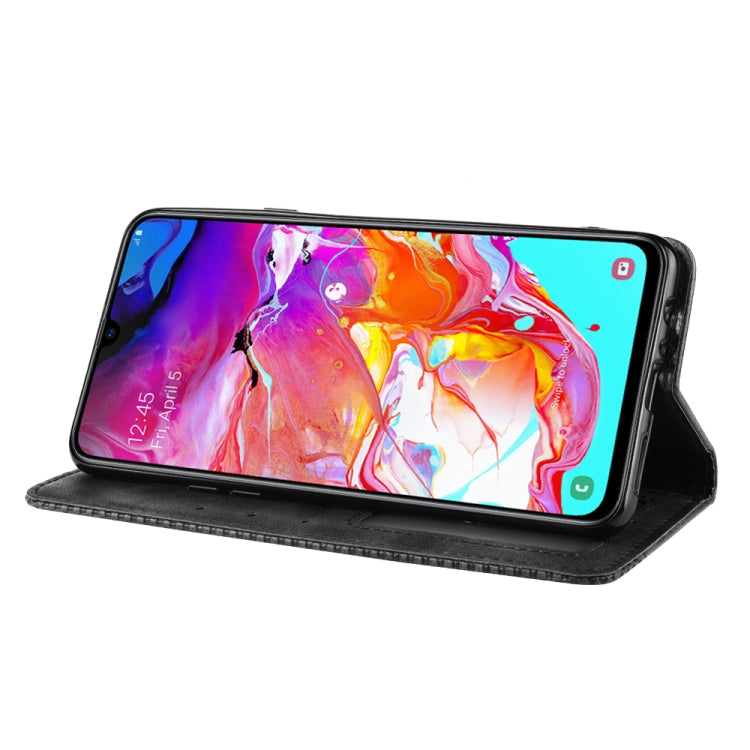 For Galaxy A20s Magnetic Buckle Retro Crazy Horse Texture Horizontal Flip Leather Case , with Holder & Card Slots & Photo Frame(Black) - Galaxy Phone Cases by buy2fix | Online Shopping UK | buy2fix