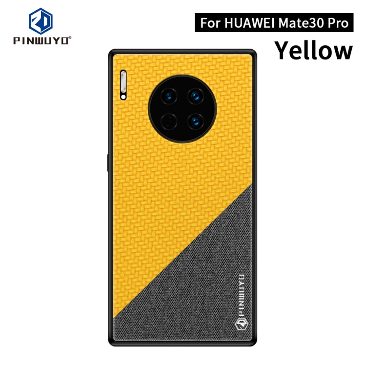 For Huawei Mate 30 Pro PINWUYO Rong Series Shockproof PC + TPU+ Chemical Fiber Cloth Protective Cover(Yellow) - Huawei Cases by PINWUYO | Online Shopping UK | buy2fix