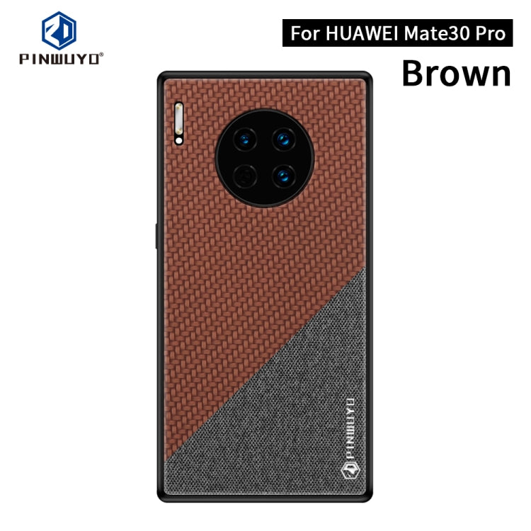 For Huawei Mate 30 Pro PINWUYO Rong Series Shockproof PC + TPU+ Chemical Fiber Cloth Protective Cover(Brown) - Huawei Cases by PINWUYO | Online Shopping UK | buy2fix