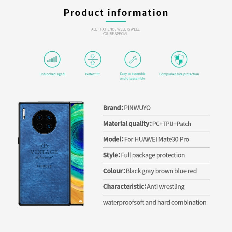 For Huawei Mate 30 Pro PINWUYO Zun Series PC + TPU + Skin Waterproof and Anti-fall All-inclusive Protective Case(Red) - Huawei Cases by PINWUYO | Online Shopping UK | buy2fix
