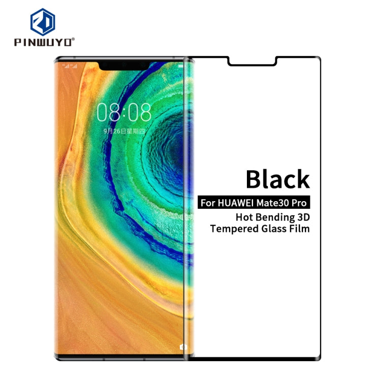 For Huawei Mate 30 Pro PINWUYO 9H 3D Hot Bending Tempered Glass Film(Black) - Huawei Tempered Glass by PINWUYO | Online Shopping UK | buy2fix