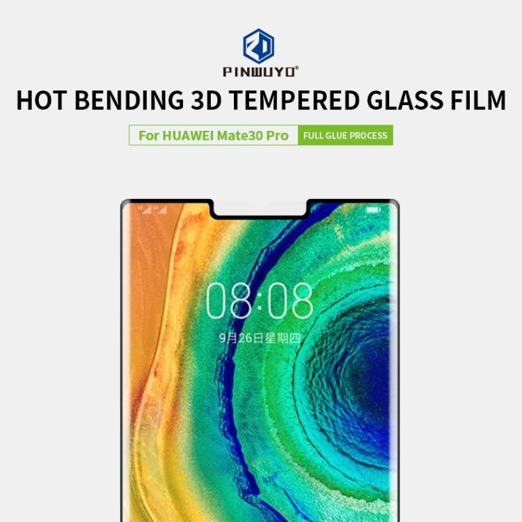 For Huawei Mate 30 Pro PINWUYO 9H 3D Hot Bending Tempered Glass Film(Black) - Huawei Tempered Glass by PINWUYO | Online Shopping UK | buy2fix