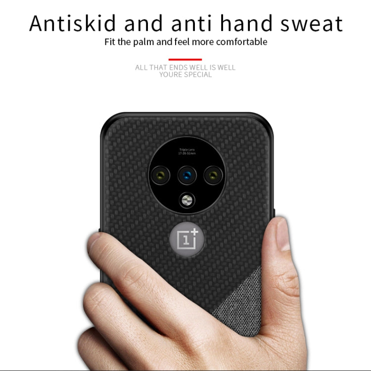 For Oneplus 7T PINWUYO Rong Series Shockproof PC + TPU+ Chemical Fiber Cloth Protective Cover(Black) - OnePlus Cases by PINWUYO | Online Shopping UK | buy2fix