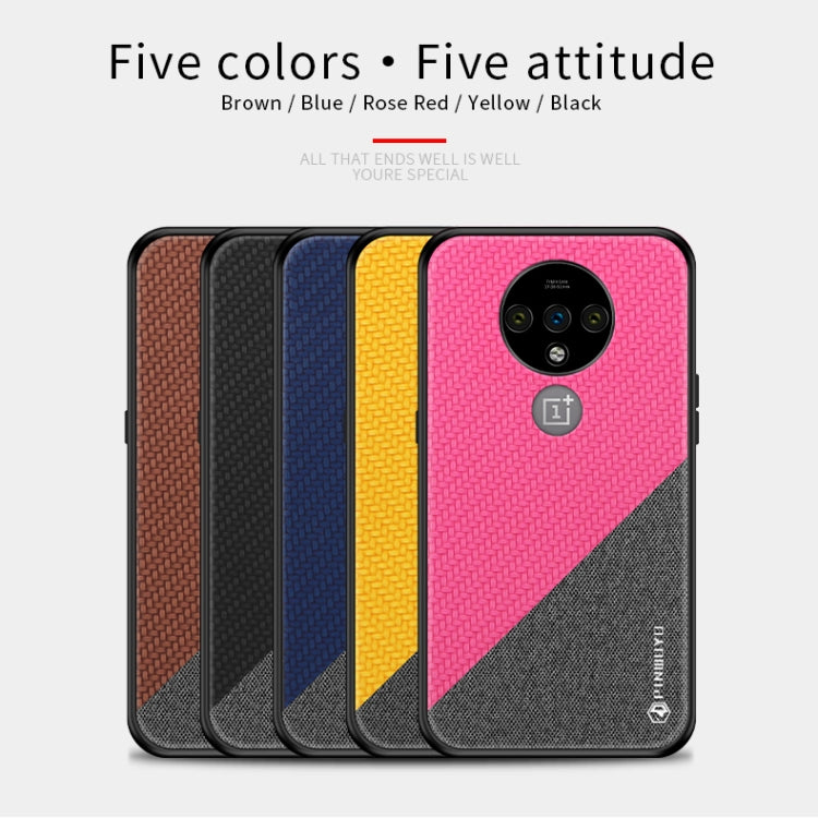 For Oneplus 7T PINWUYO Rong Series Shockproof PC + TPU+ Chemical Fiber Cloth Protective Cover(Black) - OnePlus Cases by PINWUYO | Online Shopping UK | buy2fix