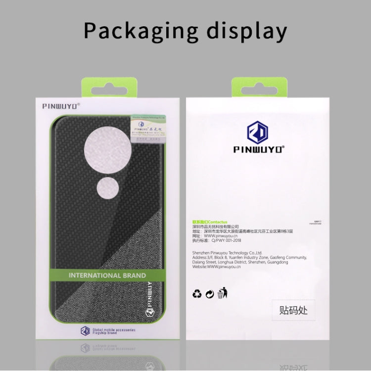 For Oneplus 7T PINWUYO Rong Series Shockproof PC + TPU+ Chemical Fiber Cloth Protective Cover(Brown) - OnePlus Cases by PINWUYO | Online Shopping UK | buy2fix