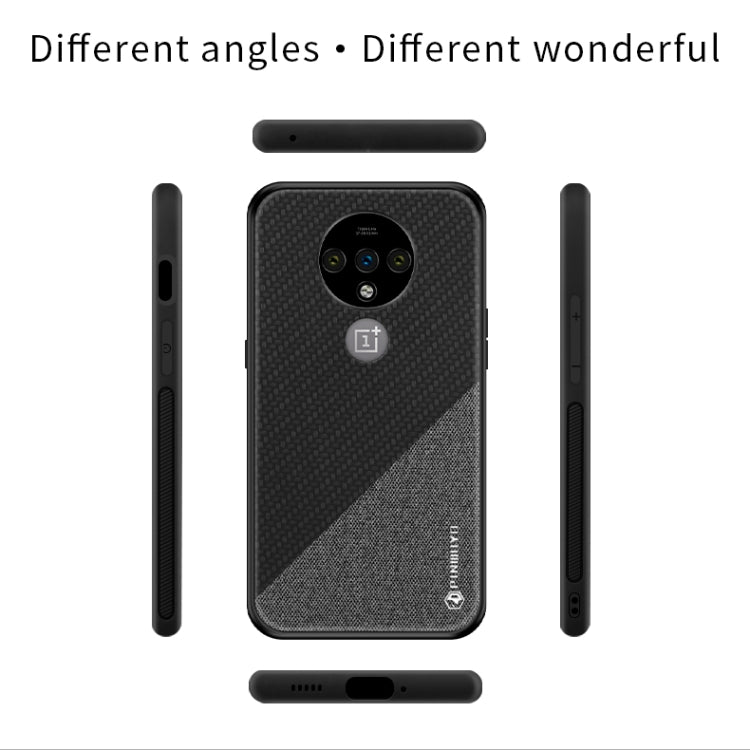 For Oneplus 7T PINWUYO Rong Series Shockproof PC + TPU+ Chemical Fiber Cloth Protective Cover(Red) - OnePlus Cases by PINWUYO | Online Shopping UK | buy2fix