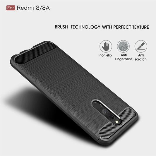 For Xiaomi Redmi 8 Brushed Texture Carbon Fiber TPU Case(Navy Blue) by buy2fix