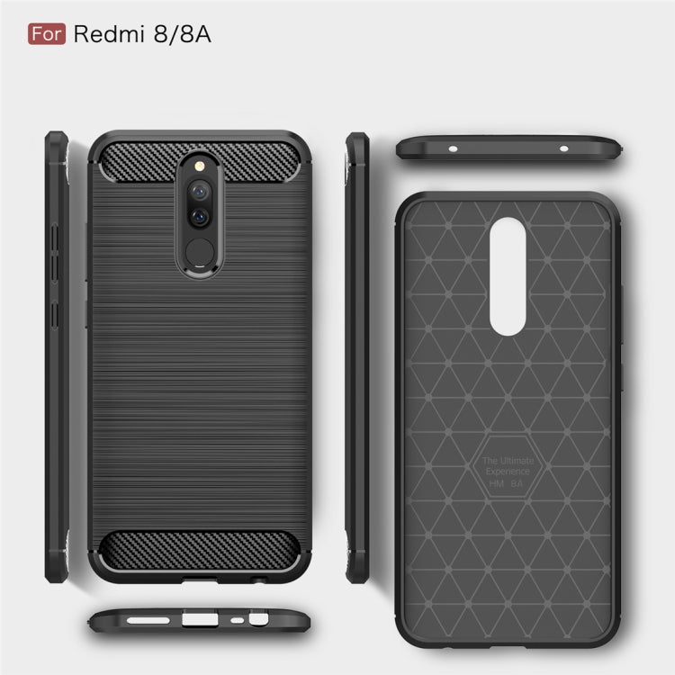 For Xiaomi Redmi 8 Brushed Texture Carbon Fiber TPU Case(Navy Blue) by buy2fix