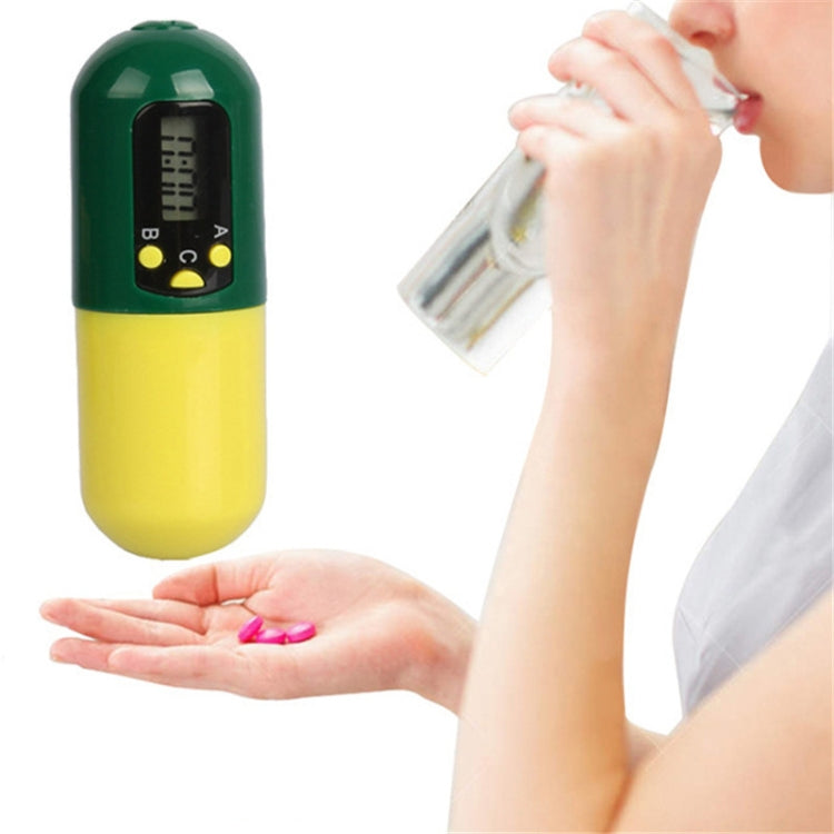 Pill-Type Electronic Pillbox Timer Portable Large-Capacity One-Piece Smart Reminder Kit(Yellow-Green) - Pill Boxes by buy2fix | Online Shopping UK | buy2fix