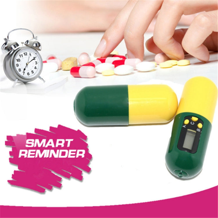 Pill-Type Electronic Pillbox Timer Portable Large-Capacity One-Piece Smart Reminder Kit(Yellow-Green) - Pill Boxes by buy2fix | Online Shopping UK | buy2fix