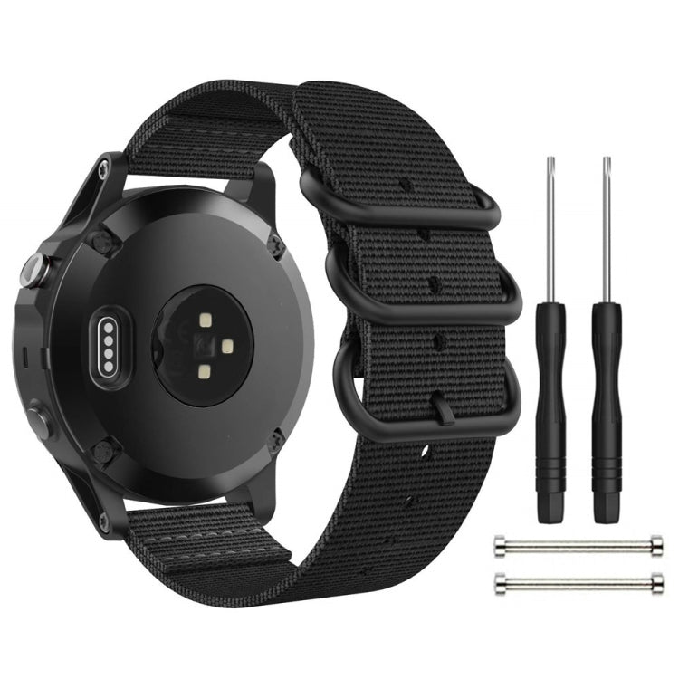 For Garmin Fenix 3 / 5X Universal 26MM Three-ring Nylon Watch Band(Black) - Watch Bands by buy2fix | Online Shopping UK | buy2fix