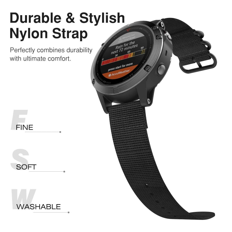 For Garmin Fenix 3 / 5X Universal 26MM Three-ring Nylon Watch Band(Black) - Watch Bands by buy2fix | Online Shopping UK | buy2fix