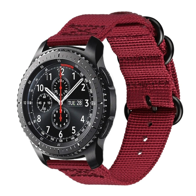 For Samsung Galaxy Watch Active 2 20mm / Gear S3 Nylon Three-ring Watch Band(Wine Red) - Watch Bands by buy2fix | Online Shopping UK | buy2fix
