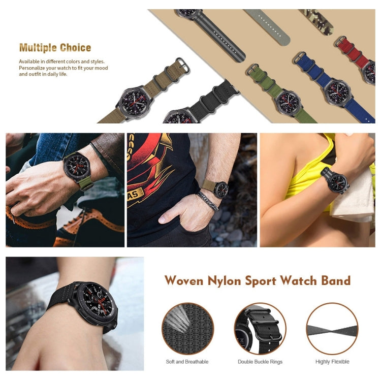 For Samsung Galaxy Watch Active 2 20mm / Gear S3 Nylon Three-ring Watch Band(Wine Red) - Watch Bands by buy2fix | Online Shopping UK | buy2fix