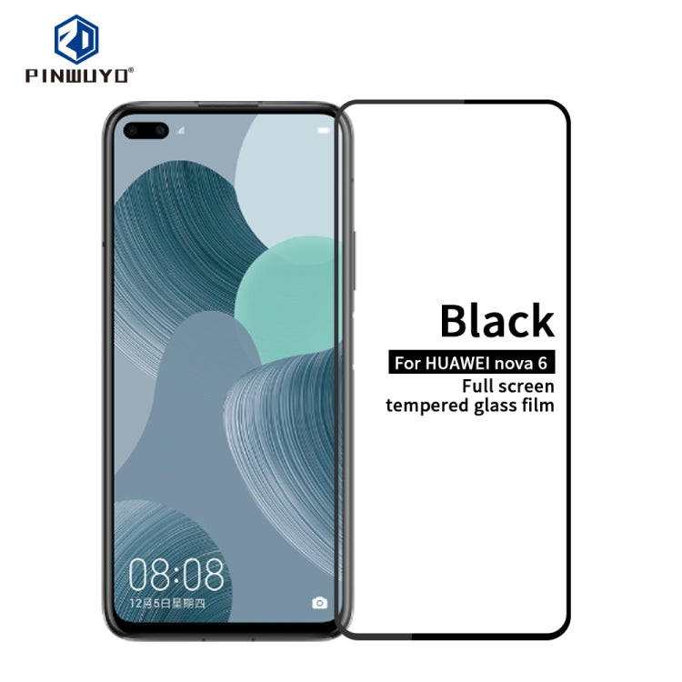 For Huawei Nova 6 PINWUYO 9H 2.5D Full Screen Tempered Glass Film(Black) - Huawei Tempered Glass by PINWUYO | Online Shopping UK | buy2fix