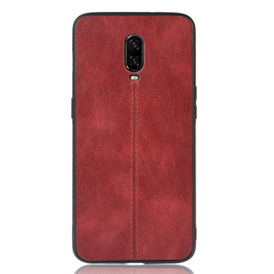 For OnePlus 6T Shockproof Sewing Cow Pattern Skin PC + PU + TPU Case(Red) by buy2fix