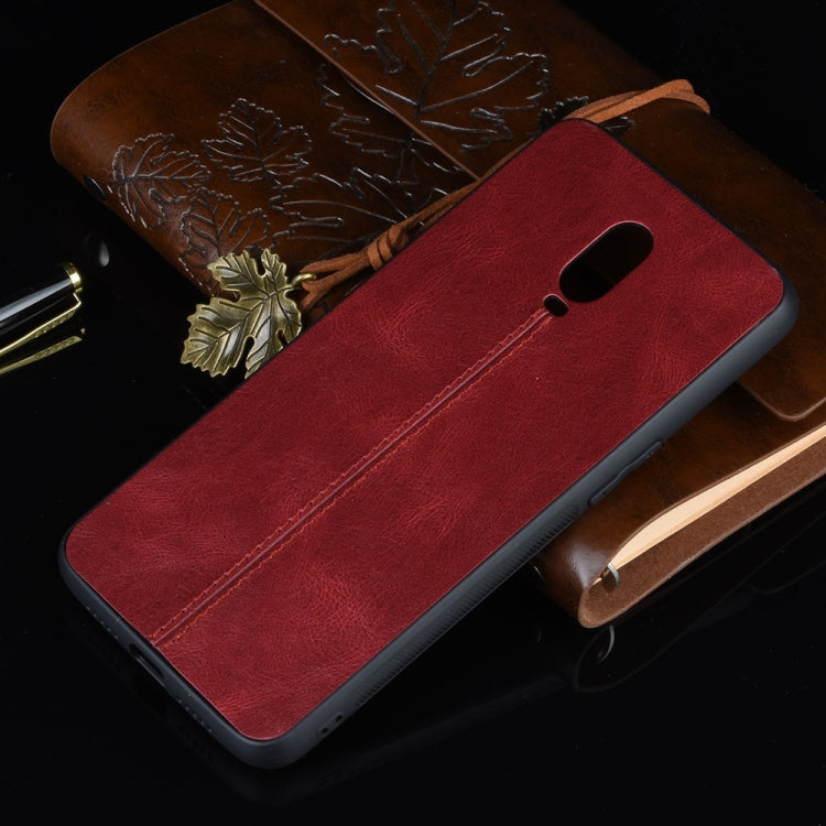 For OnePlus 6T Shockproof Sewing Cow Pattern Skin PC + PU + TPU Case(Red) - OnePlus Cases by buy2fix | Online Shopping UK | buy2fix