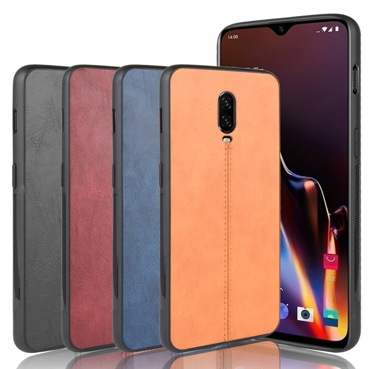 For OnePlus 6T Shockproof Sewing Cow Pattern Skin PC + PU + TPU Case(Red) - OnePlus Cases by buy2fix | Online Shopping UK | buy2fix