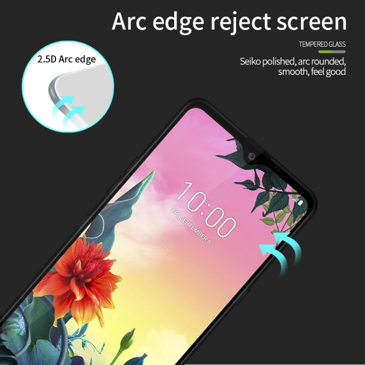 For LG K50s PINWUYO 9H 2.5D Full Screen Tempered Glass Film(Black) - LG Tempered Glass by PINWUYO | Online Shopping UK | buy2fix