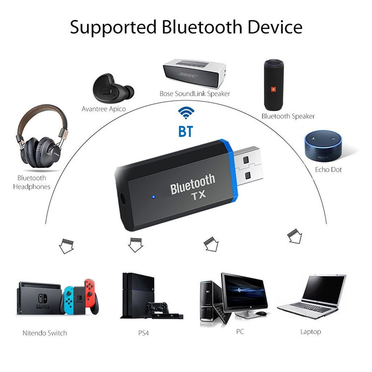 TX3 Bluetooth USB5.0 Bluetooth Audio Transfer Transmitter by buy2fix
