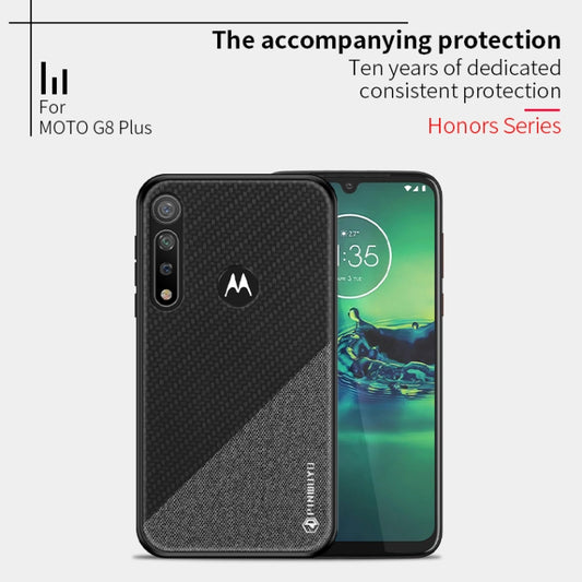 For MOTO G8 Plus PINWUYO Rong Series Shockproof PC + TPU+ Chemical Fiber Cloth Protective Cover(Black) by PINWUYO