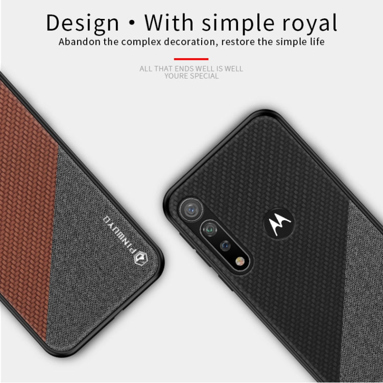 For MOTO G8 Plus PINWUYO Rong Series Shockproof PC + TPU+ Chemical Fiber Cloth Protective Cover(Black) - Motorola Cases by PINWUYO | Online Shopping UK | buy2fix