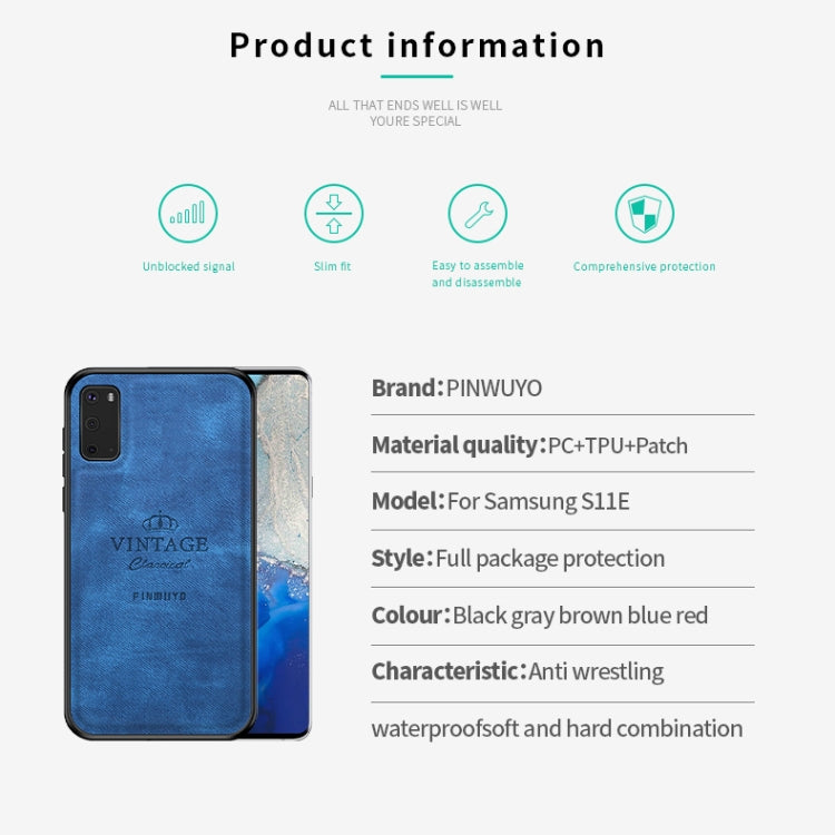 For Galaxy S20 PINWUYO Zun Series PC + TPU + Skin Waterproof Anti-fall All-inclusive Protective Case(Blue) - Galaxy Phone Cases by PINWUYO | Online Shopping UK | buy2fix