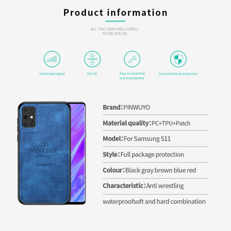 For Galaxy S20+ PINWUYO Zun Series PC + TPU + Skin Waterproof Anti-fall All-inclusive Protective Case(Blue) - Galaxy Phone Cases by PINWUYO | Online Shopping UK | buy2fix