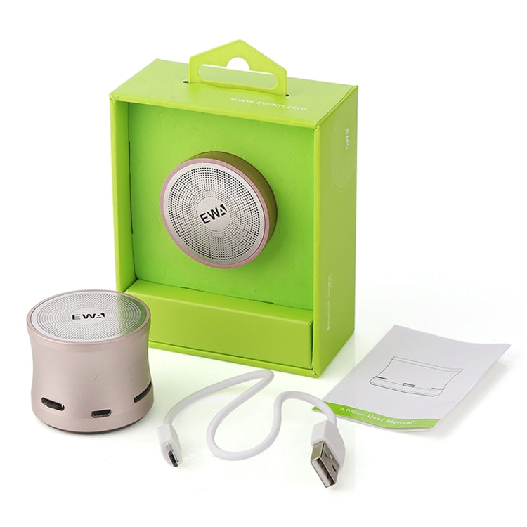 EWA A109M Portable Bluetooth Speaker Wireless Heavy Bass Bomm Box Subwoofer Phone Call Surround Sound Bluetooth Shower Speaker(Rose Gold) - Mini Speaker by EWA | Online Shopping UK | buy2fix