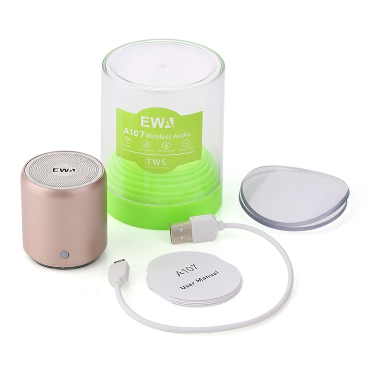 EWA A107 TWS Portable Super Mini Subwoofer Waterproof Bluetooth Speaker(Rose Gold) - Mini Speaker by EWA | Online Shopping UK | buy2fix