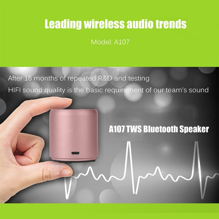 EWA A107 TWS Portable Super Mini Subwoofer Waterproof Bluetooth Speaker(Rose Gold) - Mini Speaker by EWA | Online Shopping UK | buy2fix