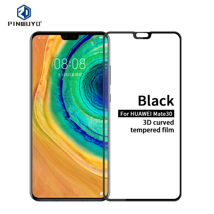 For Huawei Mate 30 PINWUYO 9H 3D Curved Full Screen Explosion-proof Tempered Glass Film(Black) - Huawei Tempered Glass by PINWUYO | Online Shopping UK | buy2fix