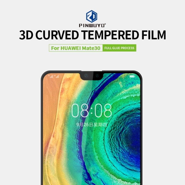 For Huawei Mate 30 PINWUYO 9H 3D Curved Full Screen Explosion-proof Tempered Glass Film(Black) - Huawei Tempered Glass by PINWUYO | Online Shopping UK | buy2fix